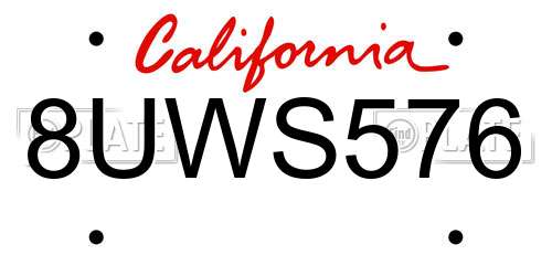 8UWS576 California License Plate