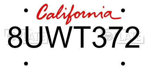 8UWT372 California License Plate