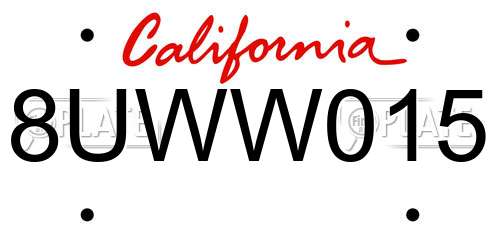8UWW015 California License Plate