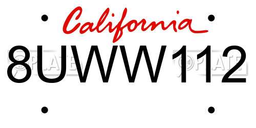 8UWW112 California License Plate