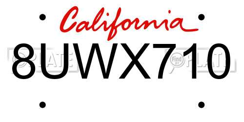 8UWX710 California License Plate