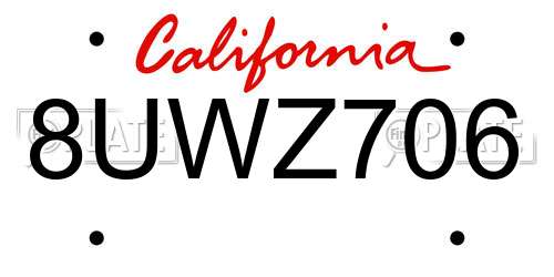 8UWZ706 California License Plate