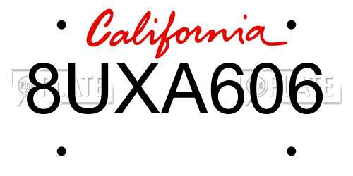 8UXA606 California License Plate