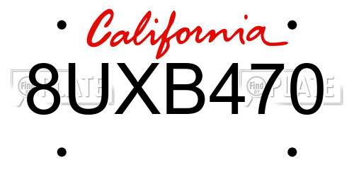 8UXB470 California License Plate