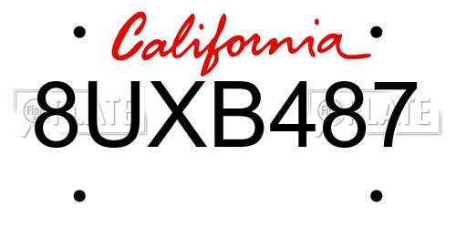 8UXB487 California License Plate