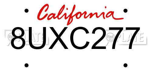 8UXC277 California License Plate