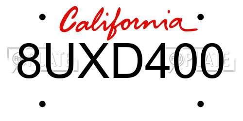 8UXD400 California License Plate