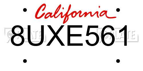 8UXE561 California License Plate