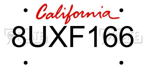 8UXF166 California License Plate