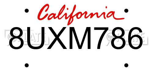 8UXM786 California License Plate