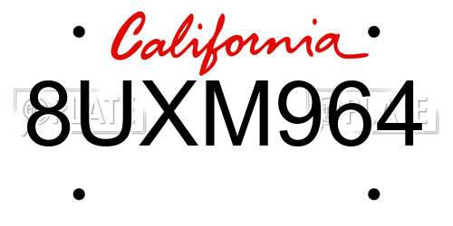 8UXM964 California License Plate