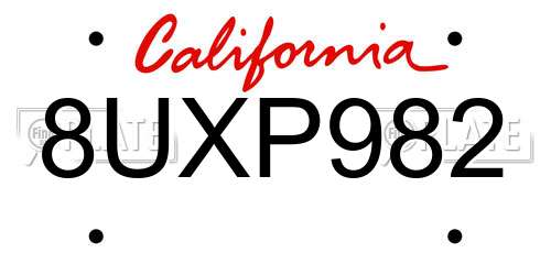 8UXP982 California License Plate