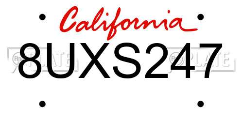 8UXS247 California License Plate
