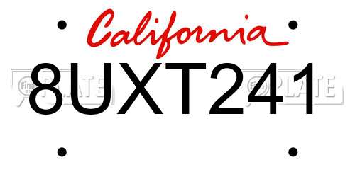 8UXT241 California License Plate