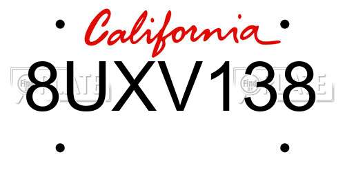 8UXV138 California License Plate