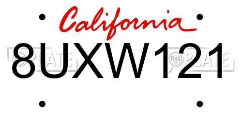 8UXW121 California License Plate