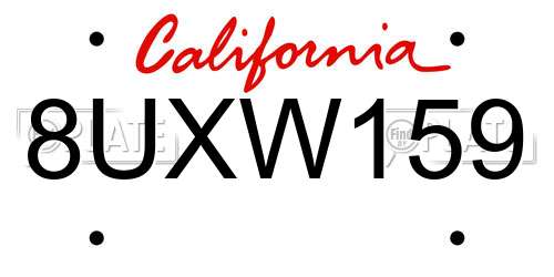 8UXW159 California License Plate
