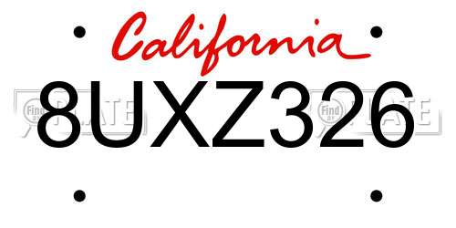 8UXZ326 California License Plate