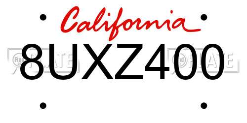 8UXZ400 California License Plate