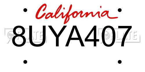 8UYA407 California License Plate