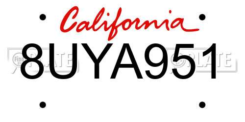 8UYA951 California License Plate