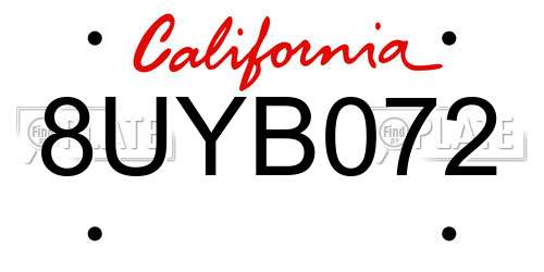 8UYB072 California License Plate