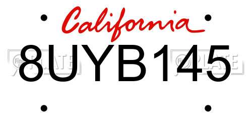 8UYB145 California License Plate