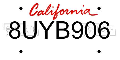 8UYB906 California License Plate