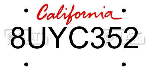 8UYC352 California License Plate