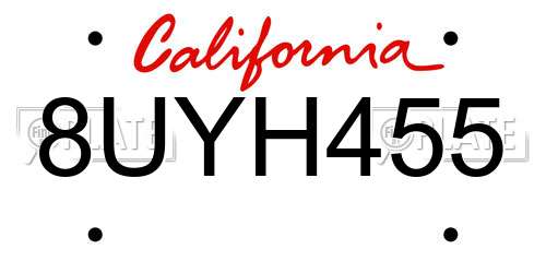8UYH455 California License Plate