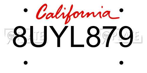8UYL879 California License Plate