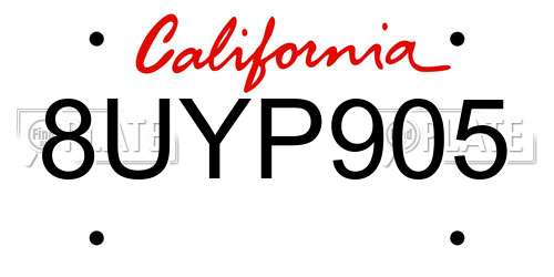 8UYP905 California License Plate