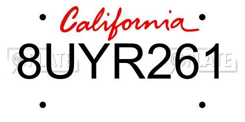 8UYR261 California License Plate