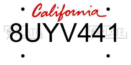 8UYV441 California License Plate