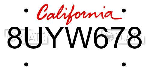 8UYW678 California License Plate