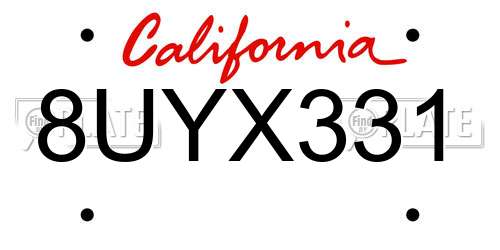 8UYX331 California License Plate