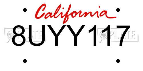 8UYY117 California License Plate