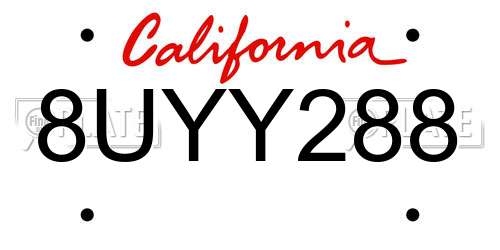 8UYY288 California License Plate