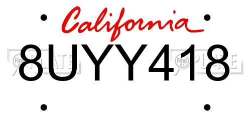 8UYY418 California License Plate