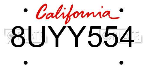 8UYY554 California License Plate