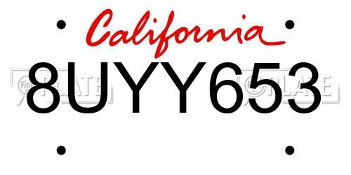 8UYY653 California License Plate