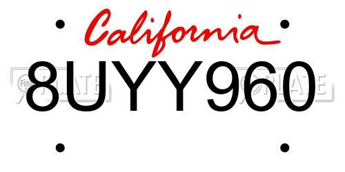 8UYY960 California License Plate