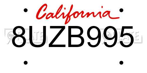 8UZB995 California License Plate