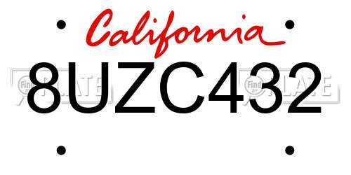 8UZC432 California License Plate