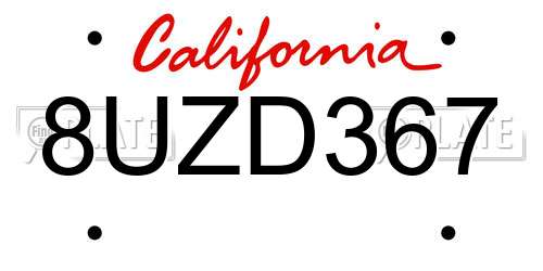 8UZD367 California License Plate