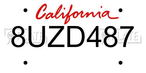 8UZD487 California License Plate