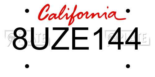 8UZE144 California License Plate