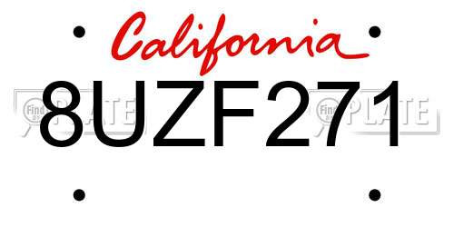 8UZF271 California License Plate