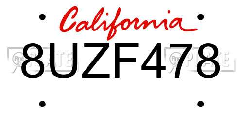 8UZF478 California License Plate