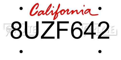 8UZF642 California License Plate